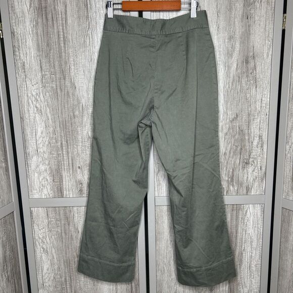 ATM Pants Size 0 Flare Cropped Leg Patch Pockets with Flap Green Color - Picture 6 of 7
